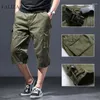 Pantalon masculin Faliza plusieurs poches pour hommes cargaison de cargaison veau-longueur tactique lâche occasionnelle d'été extérieur de chasse de travail de travail pantalon