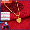 Chokers Hoyon revêtement Pure Dubai 24k Lovers Collier pour femmes Gift Gold Chain Designer Heart Pendant Bijoux gratuit Ship 230215 272i