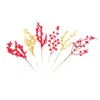 装飾的な花5PCS 2024クリスマスツリー人工偽植物花輪のための装飾装飾クリスマス飾りレッドベリーセット