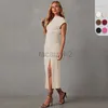 Casual jurken Designer Dress High End Dameskleding Nieuwe geplooide Slim Fit Slit Wrap Billen Lange rok Spicy Girl Temperament gevoel jurk plus size jurken