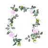 Fiori decorativi finti fiore di rosa vite appeso a ganci Elegante ghirlanda eucalipto artificiale per arredamento da giardino domestico interno