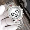 Diamond Watch Watch Watch Luksusowy zegarek Automatyczny ruch mechaniczny zegarek 40 mm Hardlex Crystal Diamond Bezel Chronograph zegarek zegarek ze stali nierdzewnej Montre de Luxe