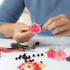 Decoratieve bloemen Diy Rose Flower Heads Kleine theebudkruidgordijnsimulatie (wit roze rand stip roze) driekleurige gemengd pakket 100 per