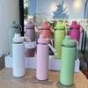 Water Bottle Stainless Steel Yoga Sports Fitness Bottles Simple Pure Color Insated Tumbler Mug Cups With Lid Thermal Insation Gift Cup Dhpn9