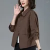 Kadın Trençkotları İnce Kısa Ceket Bahar Sonbahar Gündelik Hardigan Gömlekleri Ceket Orta Yaşlı Kadın Koreli Gevşek Rüzgar Derecesi Vahşi Top 4xl
