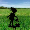 Figurine decorative Girl Silhouette Garden Sign with Stakes Insert Decoration per casa Patio Casetto Yard Lawn Art Decor Spring