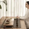 ティートレイチャイニーズトレイ家庭用木製日本のシンプルなモダンな長方形のテーブル全体のピースセレモニー排水タイプ