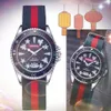 Luxury lovers bee star big quartz watches men and women couples diamonds ring red blue nylon leather belt fashion gold ladies auto date 228V