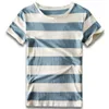 Men's T-Shirts Mens striped T-shirt top mens fashionable short sleeved blue red and white T-shirt clothing role-playing partyL2405