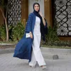 Ethnic Clothing New Kimono Abaya Dubai Stripe Belted Cardigan Robe Woman Corban Ramadan Eid Al Adha Loose Moroccan Gulf Women Chiffon Robes T240510