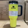 Rose néon électrique rose 40oz Tumbler jaune orange extincteur vert néon H2.0 gobelets en acier inoxydable avec couvercle de silicone et paille