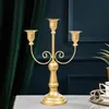 Metal Candelabra Centerpiece Simple Elegant Candlestick Holder For Wedding Thanksgiving Matsal Living Decoration 240429