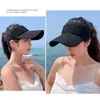 Fashion Folds Design Women Empty Top Hat Summer Solid Color Large Brim Sunscreen Outdoor Elastic Fabric Sports Sun Cap 240430