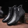 Botas clássicas de couro genuíno genuíno primavera masculina plataforma quente neve punk motocicleta ao ar livre Sapatos de trabalho