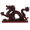 Dekorative Figurenharz Chinesische Drache Statue Rotholz Farbe Geschnitzter Tierkreis Figur 2024 Jahr Das Dekoration Glücks Reichtum