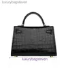 10a originale 1: 1 hremms Kelyys designer Handbag Messenger Siamese Crocodile Belly Womens Borsa Womane Leather Fashion Trend 19cm secondo con logo reale