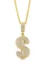 High quality women Mens Hip hop 24k gold plated Rapper Crystal US Dollar Pendants Rock USD flowerpot Pendants Chain Necklaces jewe5859164