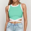 Tanks pour femmes jeunes femme Cothes Top Top Fashion Colling Color Cross Tie T-shirt sans manches