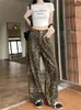 Women's Jeans Spring Summer Leopard Print Long Pant Women Loose Korean Style Pleated Ladies Trousers High Waist Fashion Retro Woman