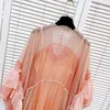 506 XL 2024 Milan Pist Elbisesi İlkbahar Yaz Uzun Kol V Boyun Pembe Elbiseler Bayan Elbise Moda Yüksek Kalite Luxijia