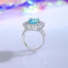 Cluster Anneaux Jewepisode Vintage 925 Serling Silver 8CT CUT CUT Aquamarine Ruby Fine Bijoux pour femmes Men Men Giftary Gift