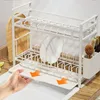 Kitchen Storage Dish Drainer Large Capacity Carbon Steel Countertop Plate Drainage Rack Knife And Fork Cylinder Supplies