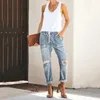 Jeans da donna allungare la vita alta donna bella pantaloni magri sottili pull-on in angoscia denim libieliy elastic