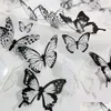 壁ステッカー36 PCS 3D Colorf Colorf Crystal Butterfly with粘着デカールサテンペーパー蝶、ベビーキッズベッドルームホーム装飾ドロップD DHTX9