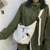 Umhängetaschen Einkaufstasche Harajuku dunkle Lüfter Werkzeug Leinwand weibliche koreanische Wildfarbe Pure Color Student Ins Japaner One-Shoulder Messenger
