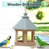 Autres fournitures d'oiseaux en bois en bois alimentant des perroquets sauvages house debout jardin décor feeder cages