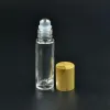 5pcs 10ml kalınlığında berrak cam esansiyel yağ rulosu Bambu ahşap kapaklı şişe /metal silindir topu parfüm aromaterapi
