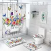 Douche gordijnen yomdid 1/4 stcs lente zomer bloemen gordijn set badkamer partitionbad bloemen in bad bedrukt decor