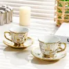 European Style Highend tracing gold coffee cup and saucer tea set dishes Ceramic for 6 people 240508