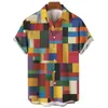 Herren-Casual-Shirts Männerhemd 3d Plaid gedruckt kurzärmelig für hawaiianische T-Shirts Sommer Originalkleidung übergroß