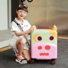 Suitcases 18 Inch Children's Trolley Suitcase Cute Cartoon ABS PC Kids Luggage Three-speed Adjustment Silent Spinner