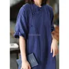 Ethnic Clothing 2024 Chinese Improved Cheongsam Dress Plate Button Shirt Top Zen Style Art Cotton Linen