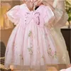Girl'S Dresses Girls Summer Butterfly Print Dress Hanfu Childrens Princess 5-10 Age Baby Gir Casual Wearl2404 Drop Delivery Kids Mat Dh085