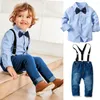 Clothing Sets 0-24 Months Baby Spring Autumn Suspender Bow Pants Wedding Parties Festivals Gentleman Born Boy's Party 4-piec