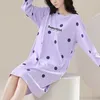 Sleepwear feminino 1pc Spring Summer Nightgown Home Wear Sleep Night Dress Cotton Nightie Cartoon fofo IE