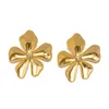 French Palace Style Gold Lucky Five Leaf Grass Earrings Stainless Steel Earrings with Advanced Design Sense Earrings