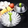 Double Boilers 9Inches Stainless Steel Lotus Steaming Tray Pot Rack Foldable Food Steamer Kitchen Fruit Drain Basket Cooking Accessories