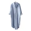 Robes décontractées Col de chemise à manches longues Robe Chic Tops Blouses pour femmes Vintage surdimensionnée Midi Beach Ups
