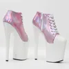 Chaussures habillées 20cm Plateforme super hauts strip-teaseuse en croix-nouée sexy couleur holographique pole danse fétiche de nuit taille punk 36-43