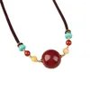 Colliers pendants en palissandre Red Bead Lady Clicule chaîne Zijin Sand