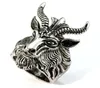 Whole- MMS Men Ring Jewelry Vine Satan Worship Baphomet Ram Aries Zodiac Sheep Goat Head Horn Biker Ring Wicca Star Baphomet Ring185w8280969