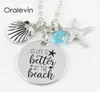 Het hele leven is beter in het strand handgemaakte gegraveerde schijf hanger charmes ketting cadeau sieraden 22 mm10pcslotln1253266437