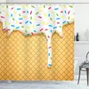 Rideaux de douche rideau de dessin animé abstrait un cornet de crème glacée à la fusion avec des crochets décor de salle de bain en tissu imperméable