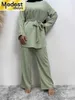 Ubranie etniczne Umiarkowane muzułmańskie kobiety moda nowa Abaya Zestaw Ramadan Turkey Dubai Islamski zestaw muzułmański Elegancki temperament Abaya Islamska sukienka T240510