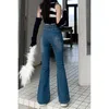 Jeans femminile xs-xl size slip fit women svasate pantaloni in denim a tutta lunghezza y2k dritta in alto girovagance per bagliori per bagliori.