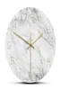 Quartz analoge rustige marmeren wandklok 3d chique witte marmeren print moderne ronde muur horloge Noordse creativiteit Home Decor Fashion LJ206334303